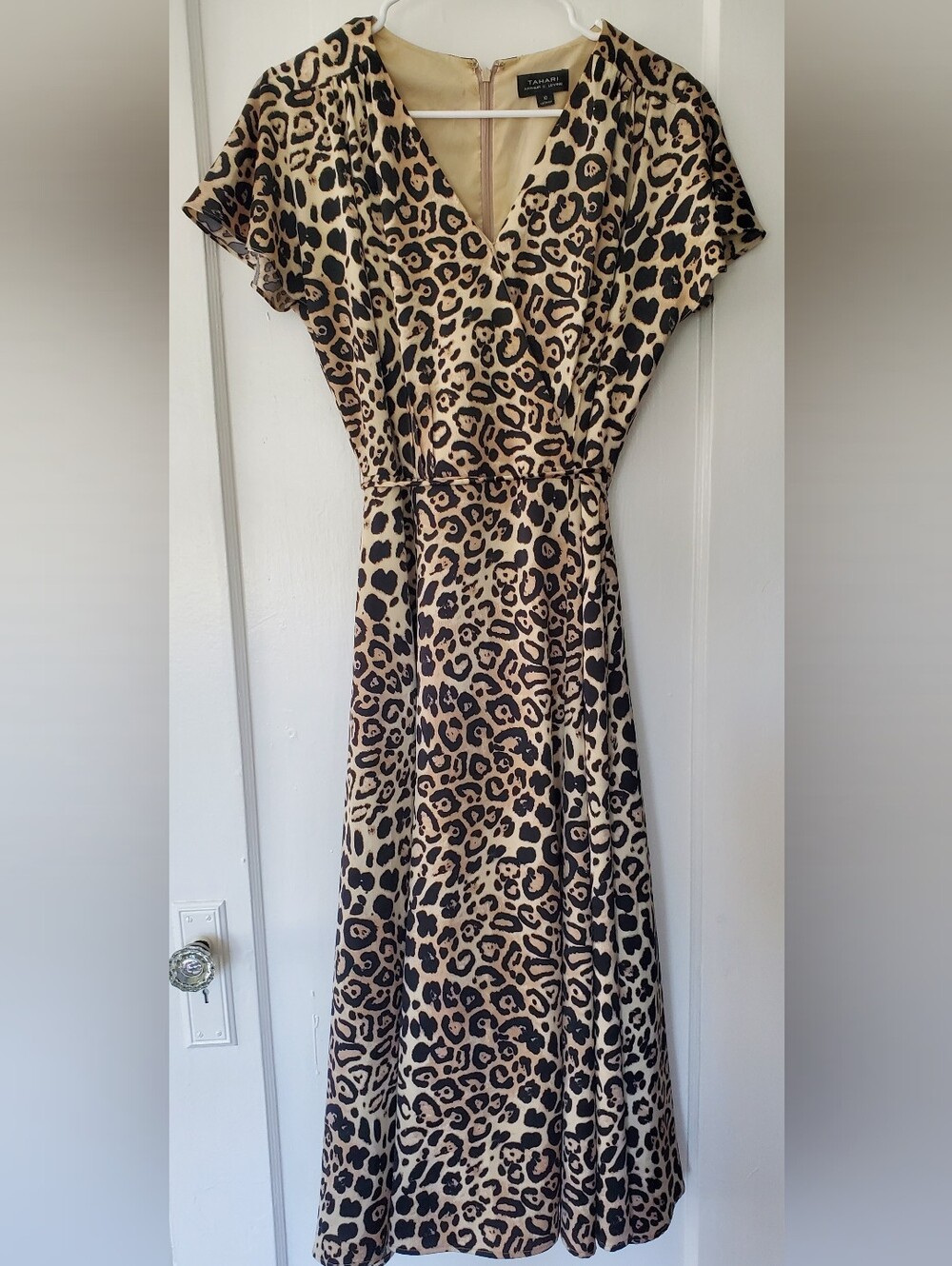 Tahari Leopard Print Faux-Wrap Dress 10